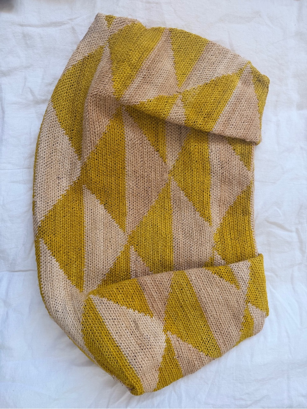 Sensi Studio Mustard & Beige Geometric Knit Bag - Women's